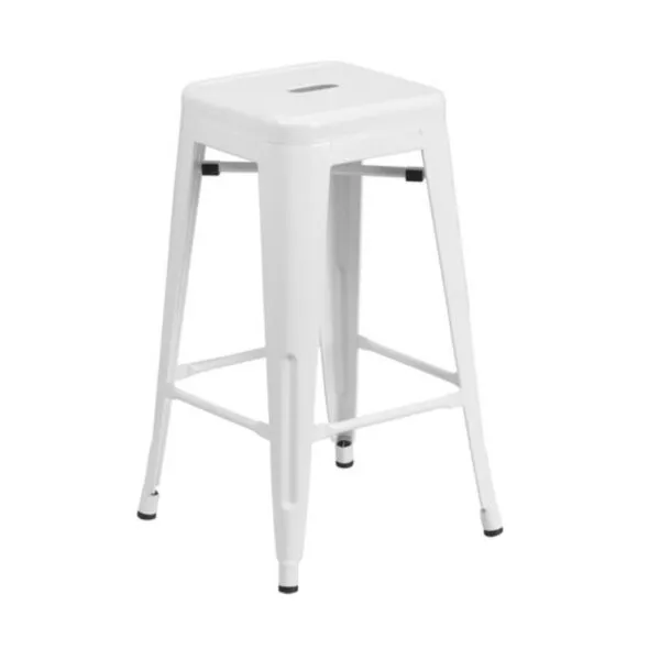 <hide>Chair – </hide>White Bistro Bar Stool