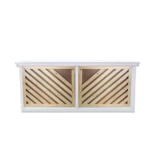 <hide>Bar – </hide>8' White Slatted Bar