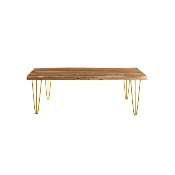 <hide>Coffee Table – </hide>Gold Live Edge Hairpin Coffee Table