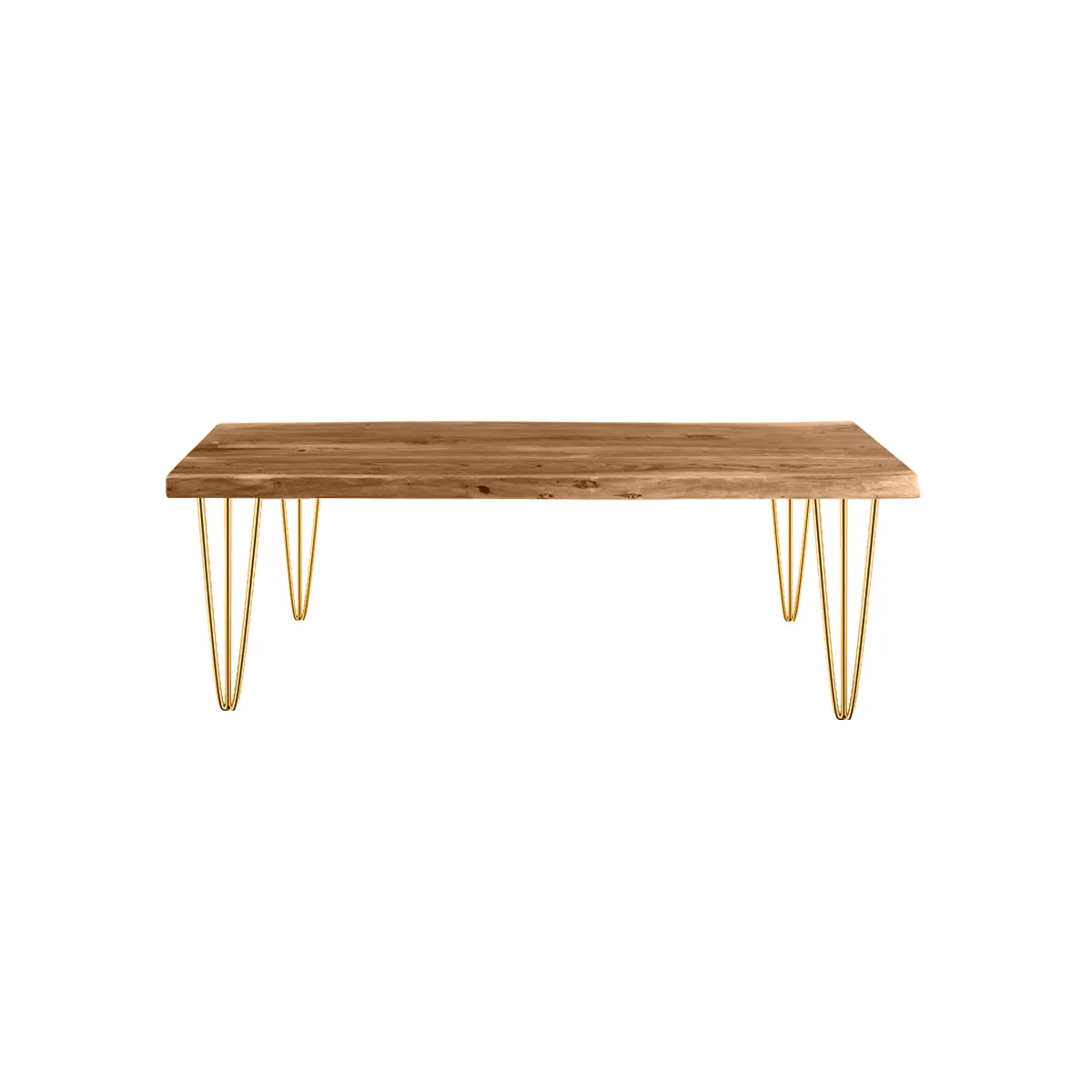 <hide>Coffee Table – </hide>Gold Live Edge Hairpin Coffee Table