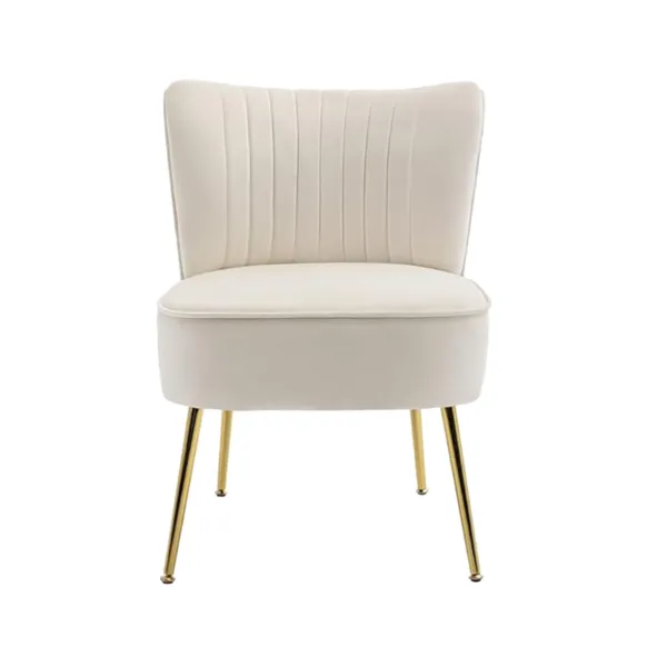 <hide>Chair – </hide>Cream Ribbed Velvet