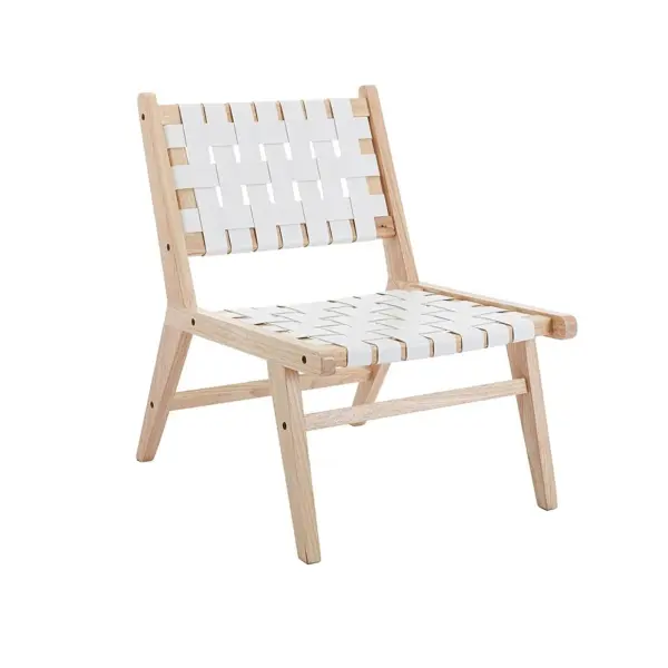 <hide>Chair – </hide>White Woven Lounge chair