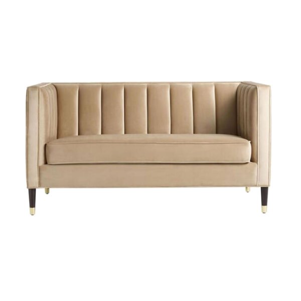 <hide>Love Seat– </hide>Caramel Tufted Love Seat