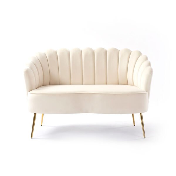 <hide>Love Seat– </hide>Cream Scallop Love Seat